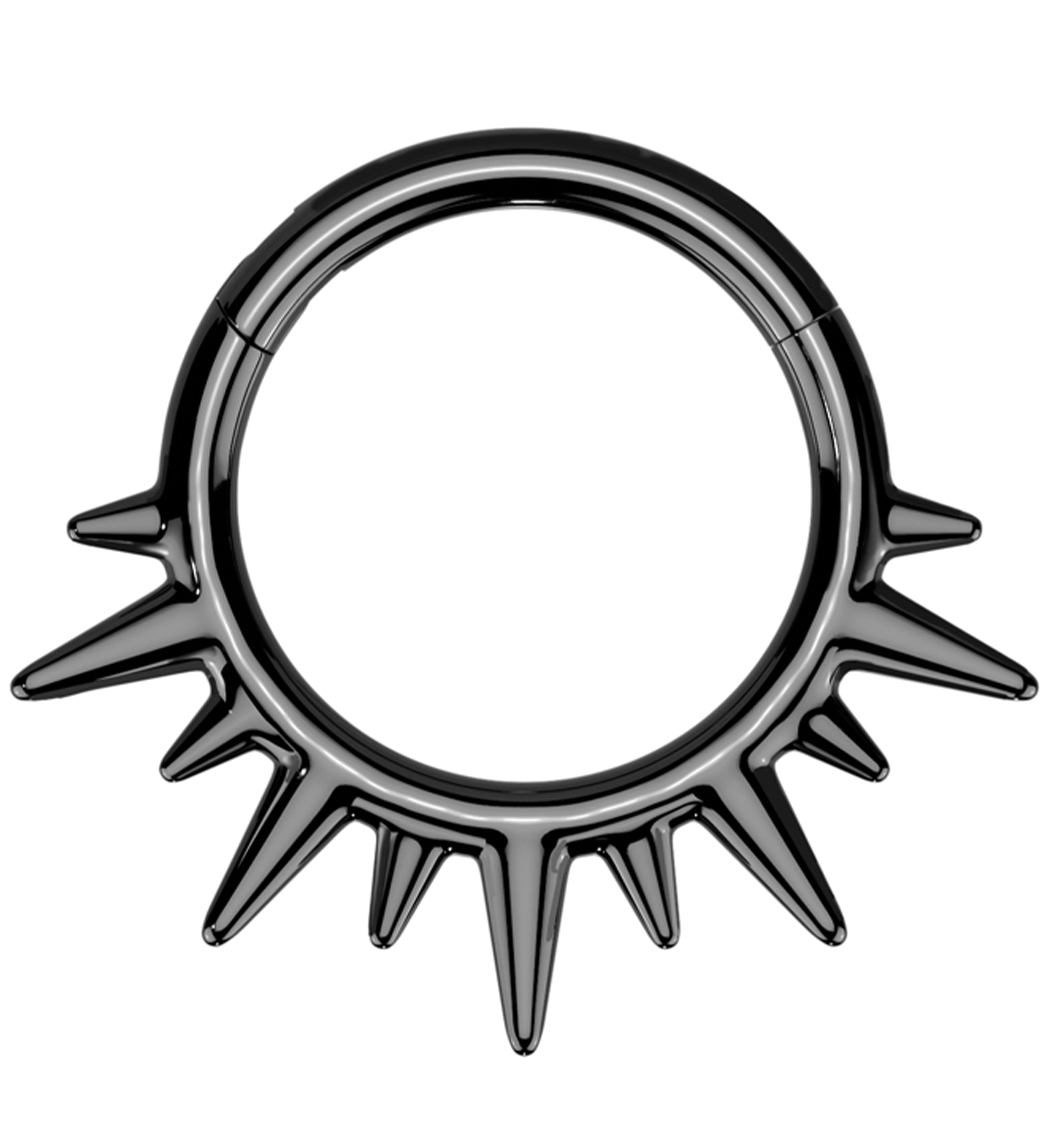 Black PVD Spike Rays Stainless Steel Hinged Segment Ring