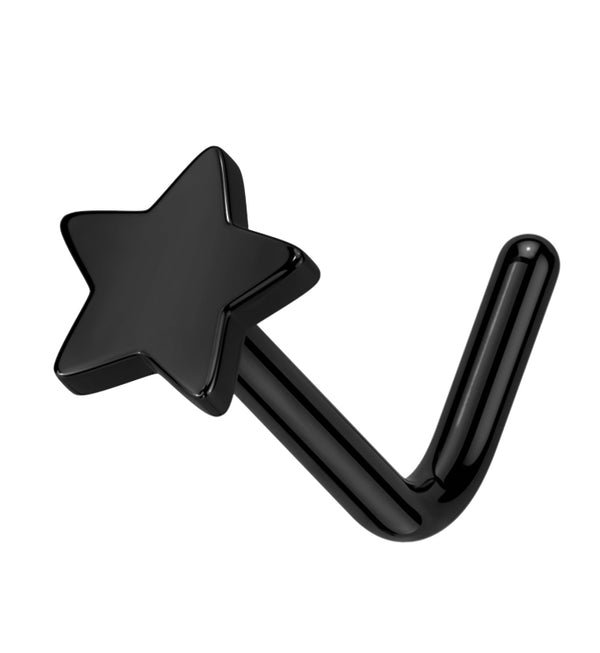 Black PVD Star Top L Bend Titanium Nose Ring