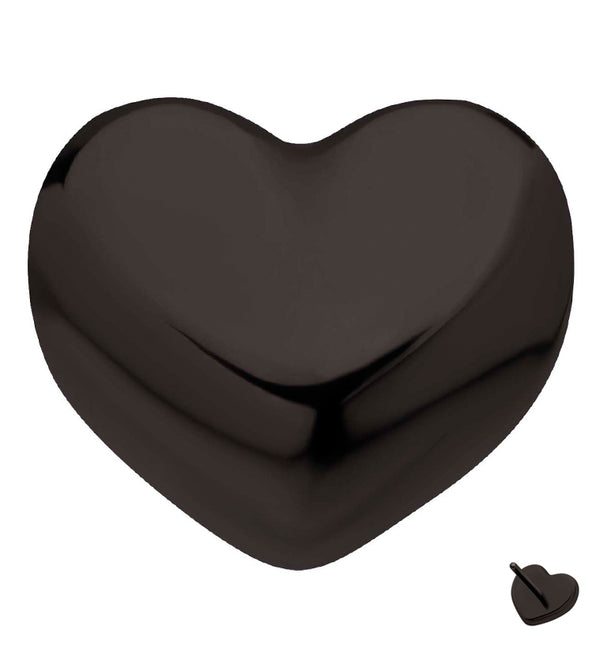 Black PVD Swollen Heart Titanium Threadless Top