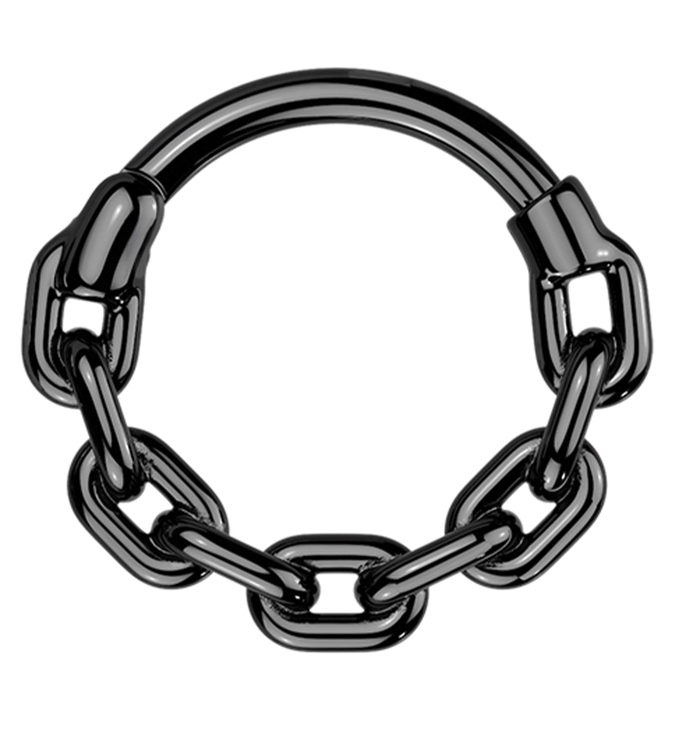 Black PVD Thick Chain Link Stainless Steel Hinged Segment Ring