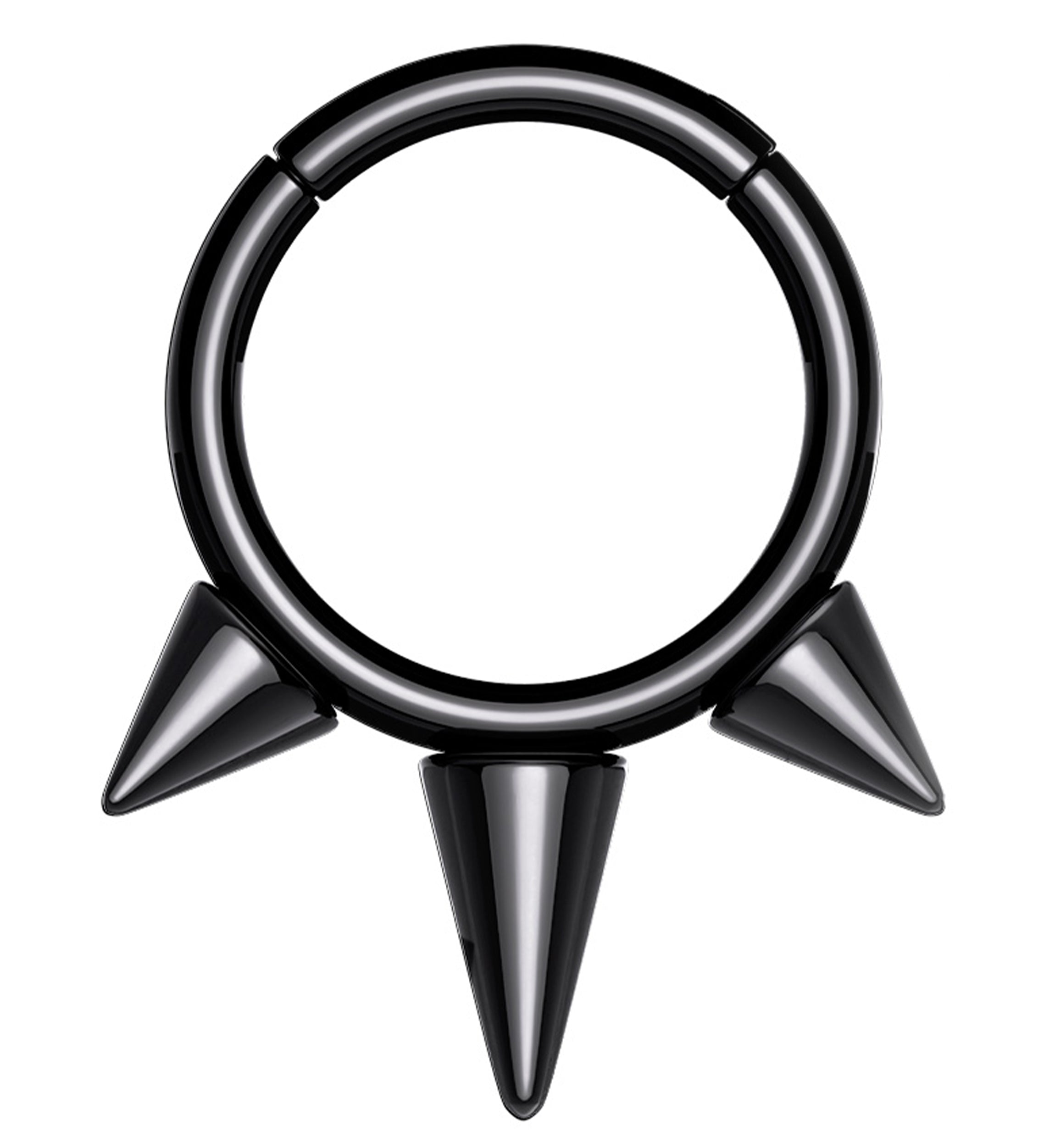 Black PVD Titanium Hinged Spiked Segment Ring
