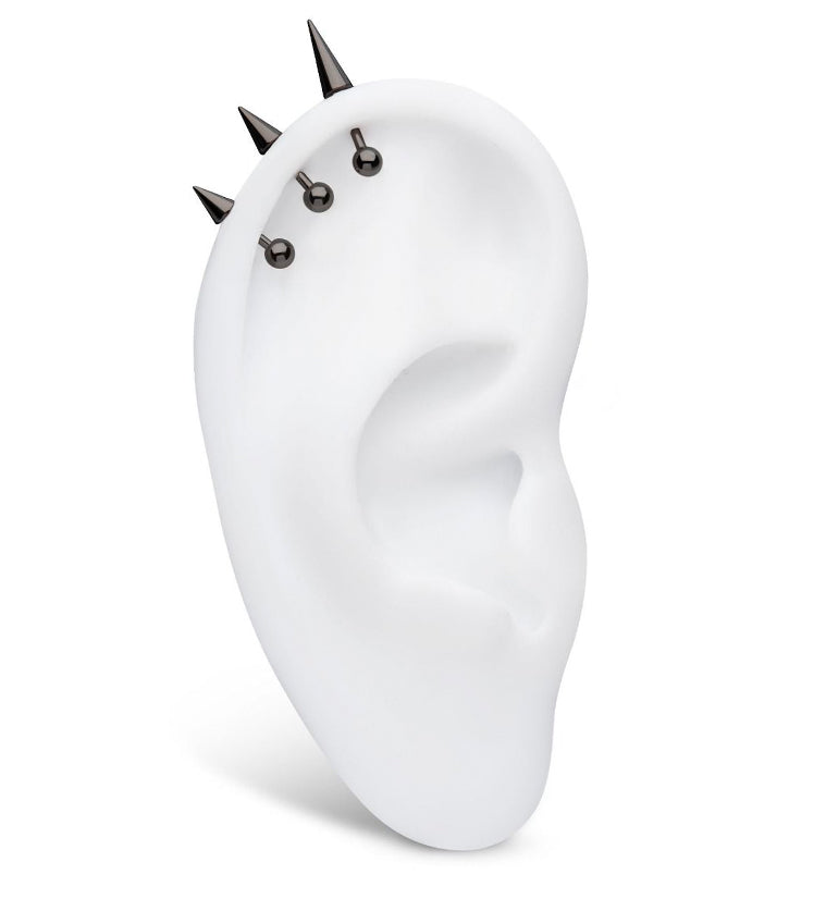 Black PVD Spike Threadless Titanium Top