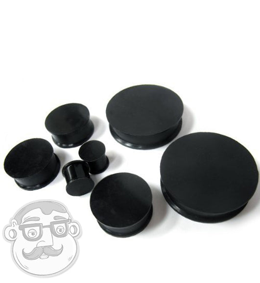 Double Flare Black Silicone Plugs (CLOSE OUT)