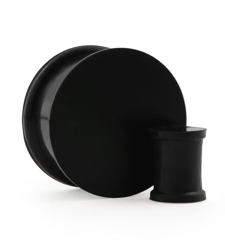Double Flare Black Silicone Plugs (CLOSE OUT)