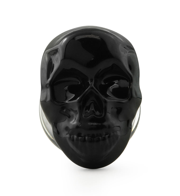 Black Skull Double Flare Glass Plugs