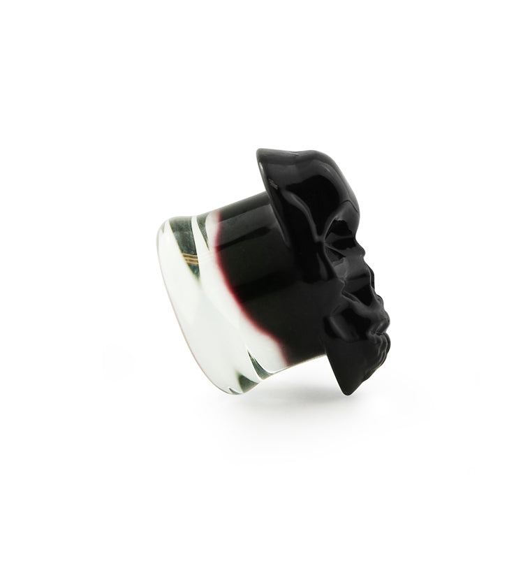 Black Skull Double Flare Glass Plugs