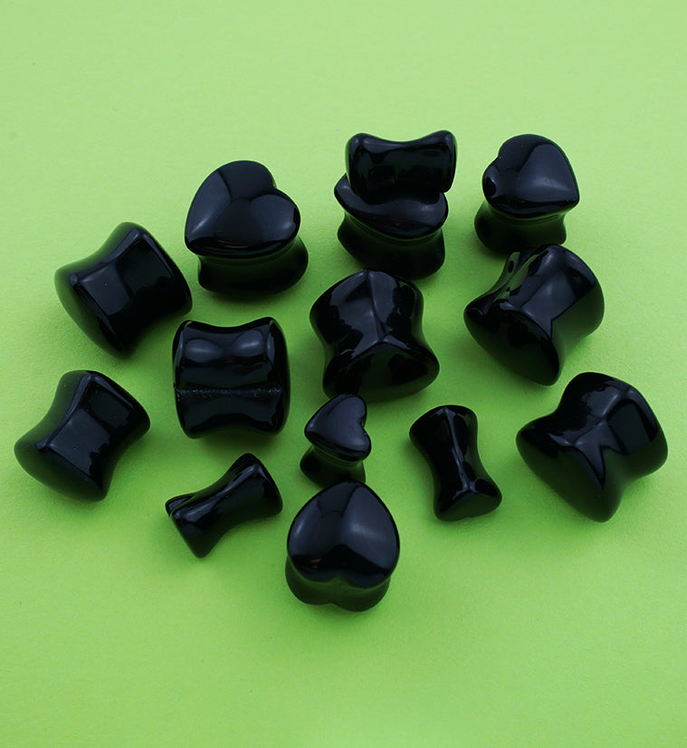 Black Stone Heart Shape Plugs