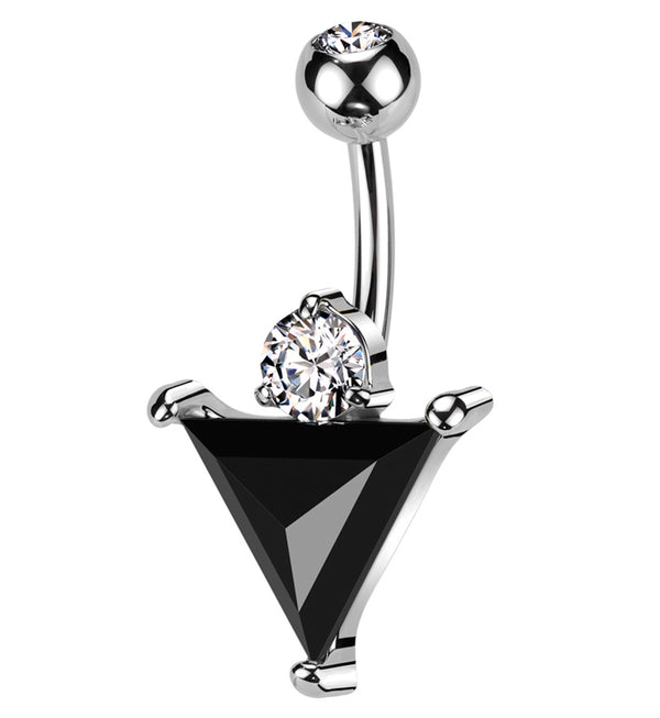 Black Triangle CZ Stainless Steel Belly Button Ring
