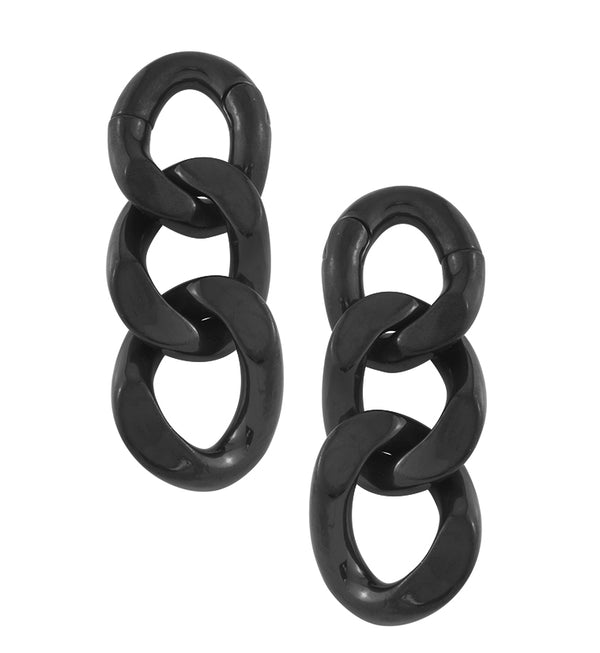 Black PVD Triple Chain Link Hinged Ear Weights