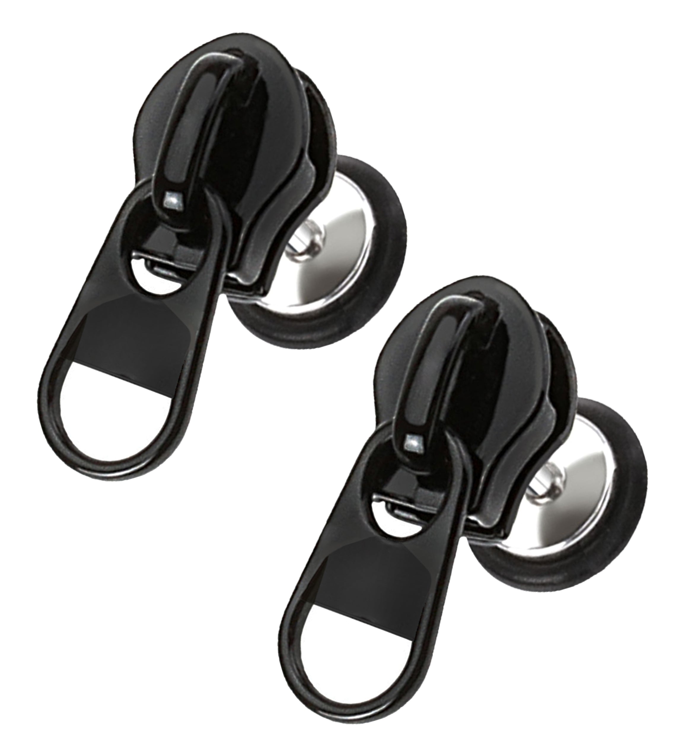 Black Zipper Stud Fake Plugs - Gauges