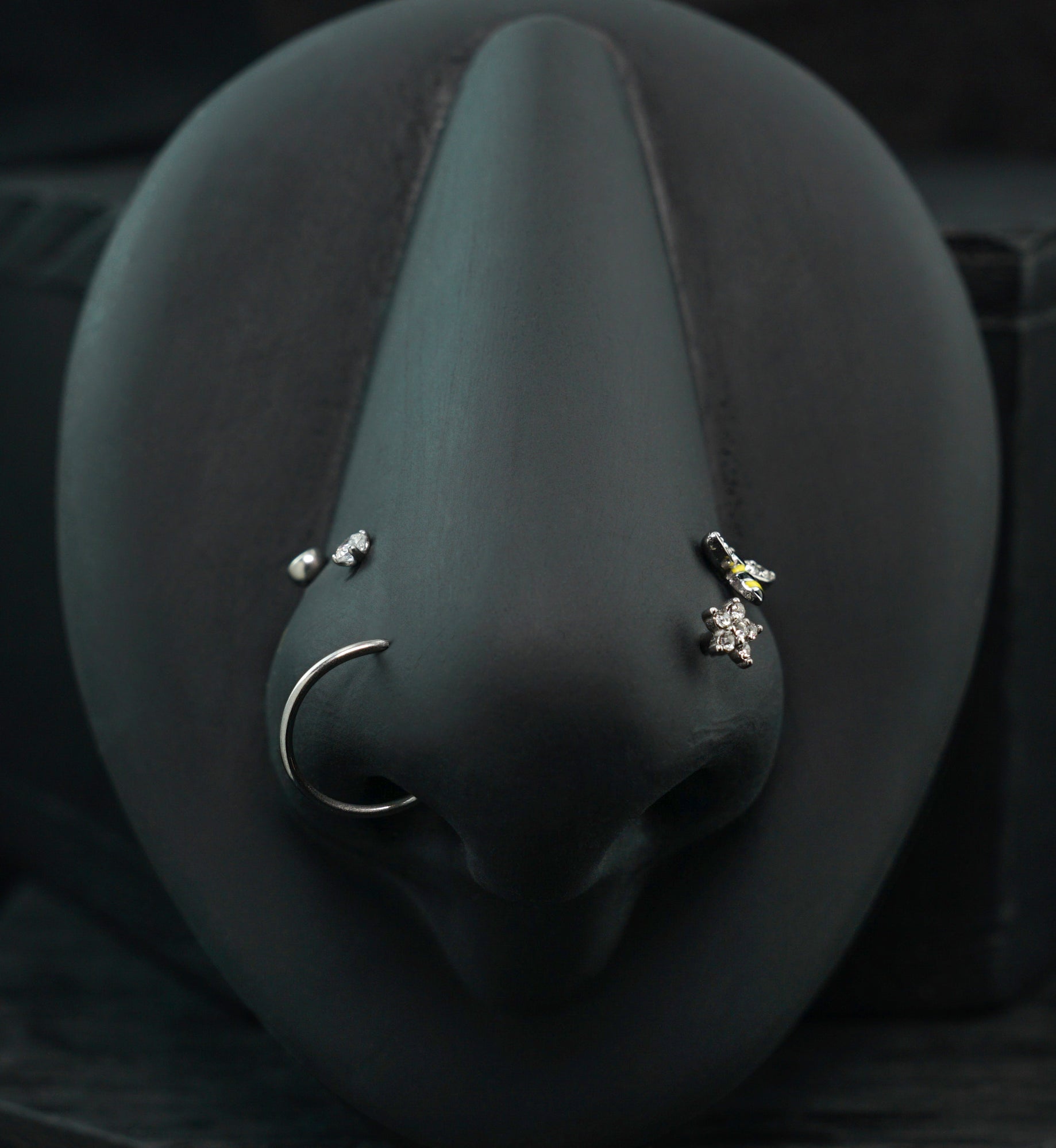 Blossom Clear CZ Stainless Steel L Bend/Stud/Hoop Variety Pack (6 Pack)