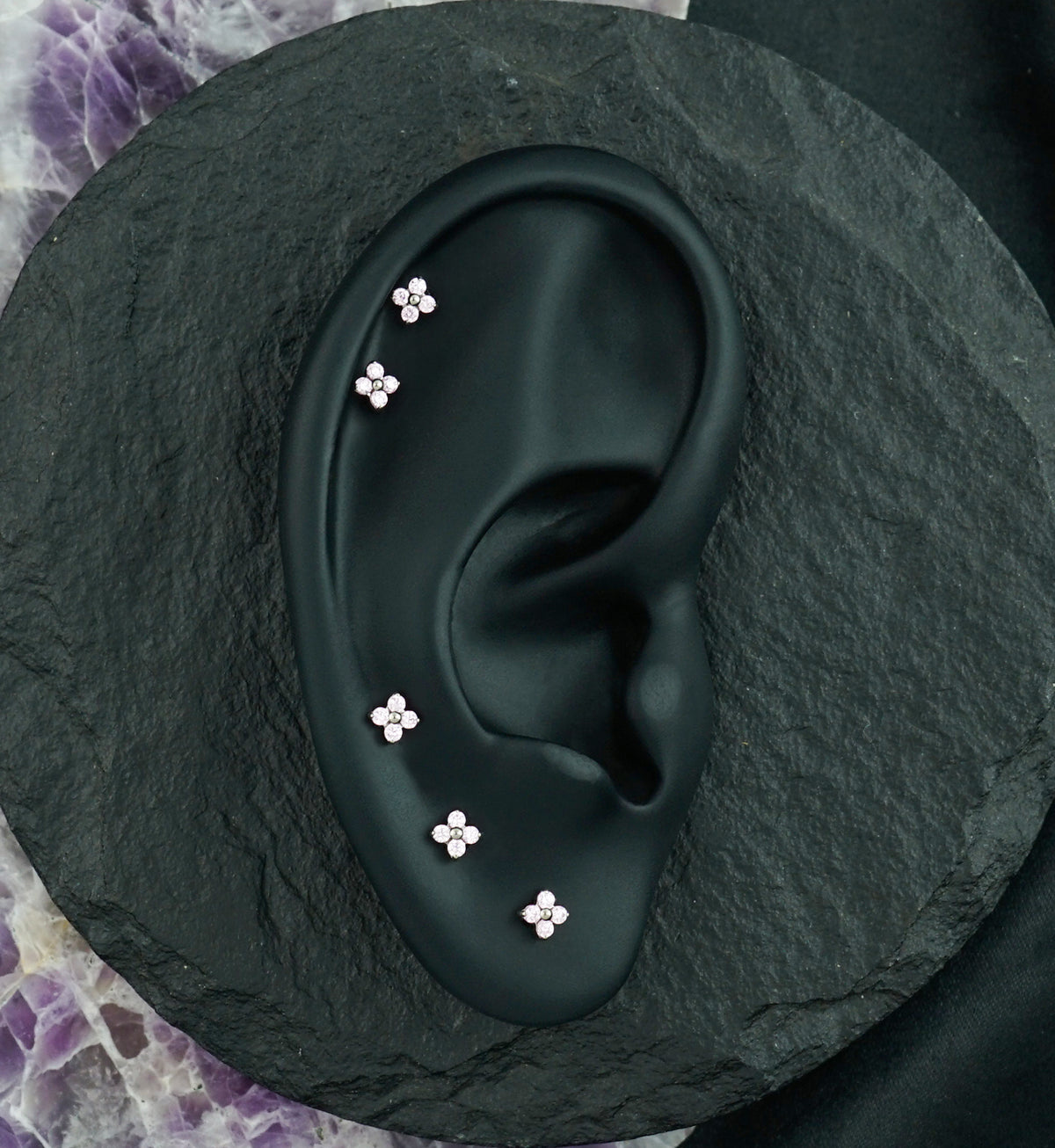 Blossom Pink CZ Titanium Threadless Labret