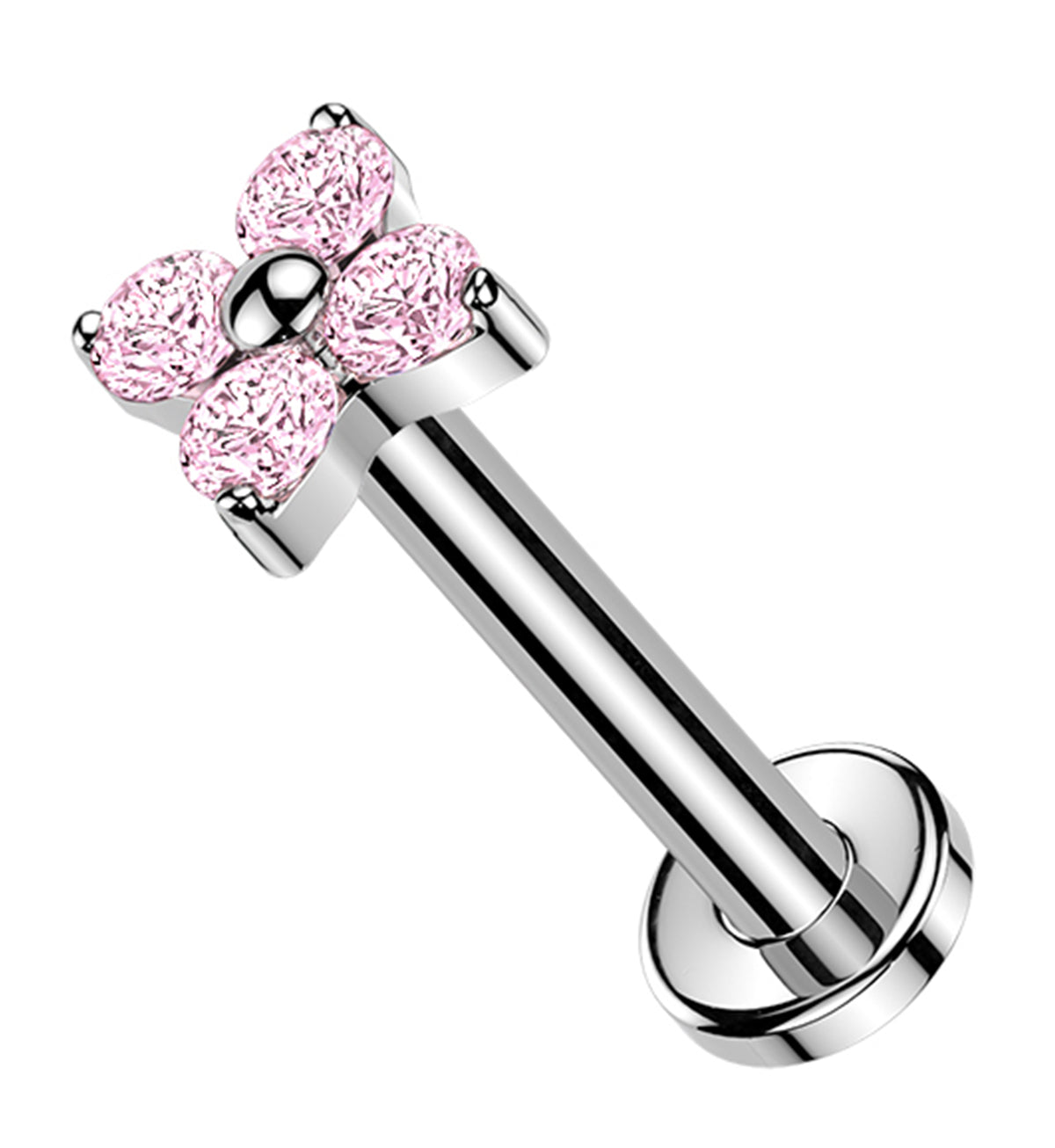 Blossom Pink CZ Titanium Threadless Labret