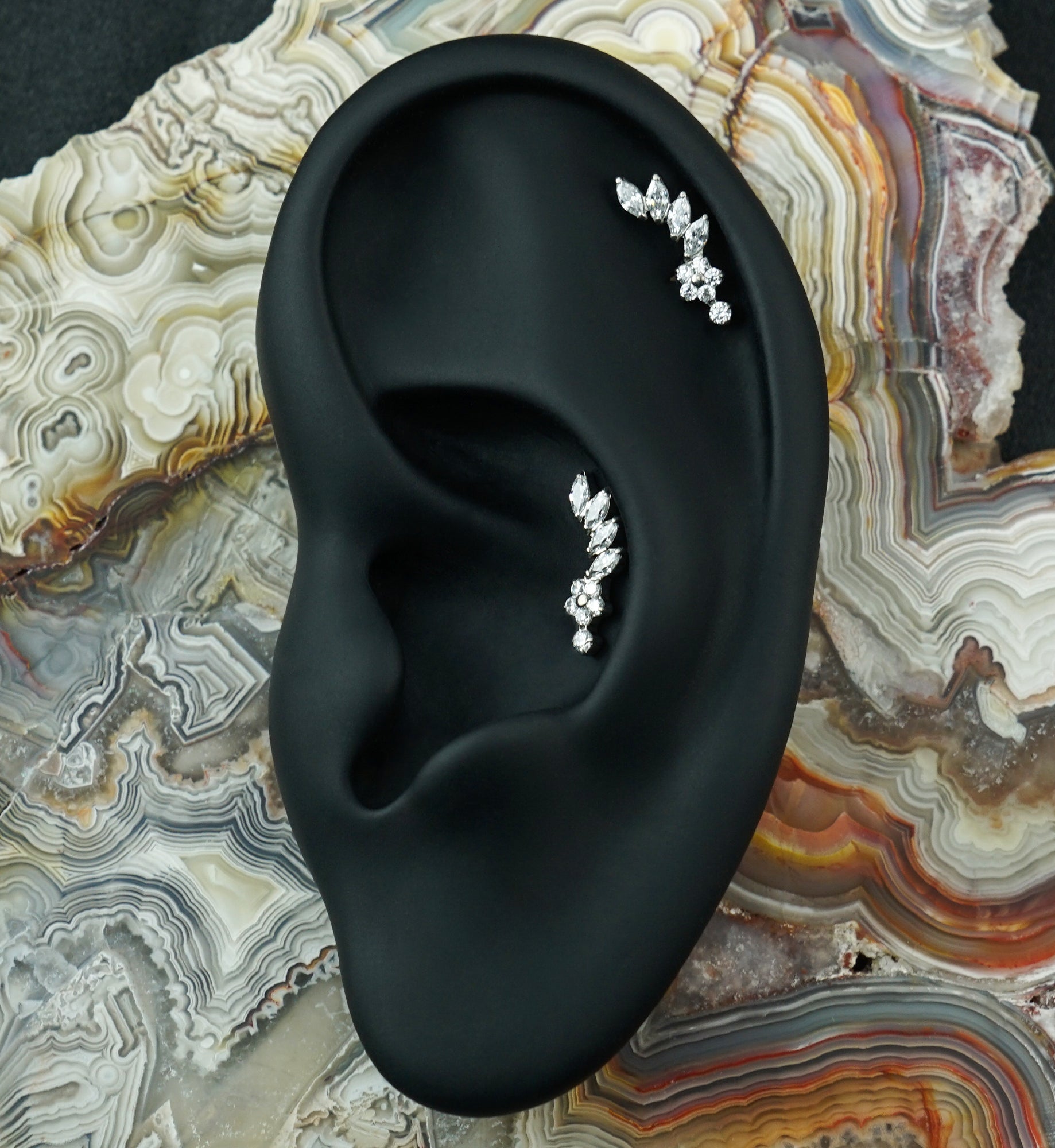 Blossom Trail CZ Titanium Threadless Top