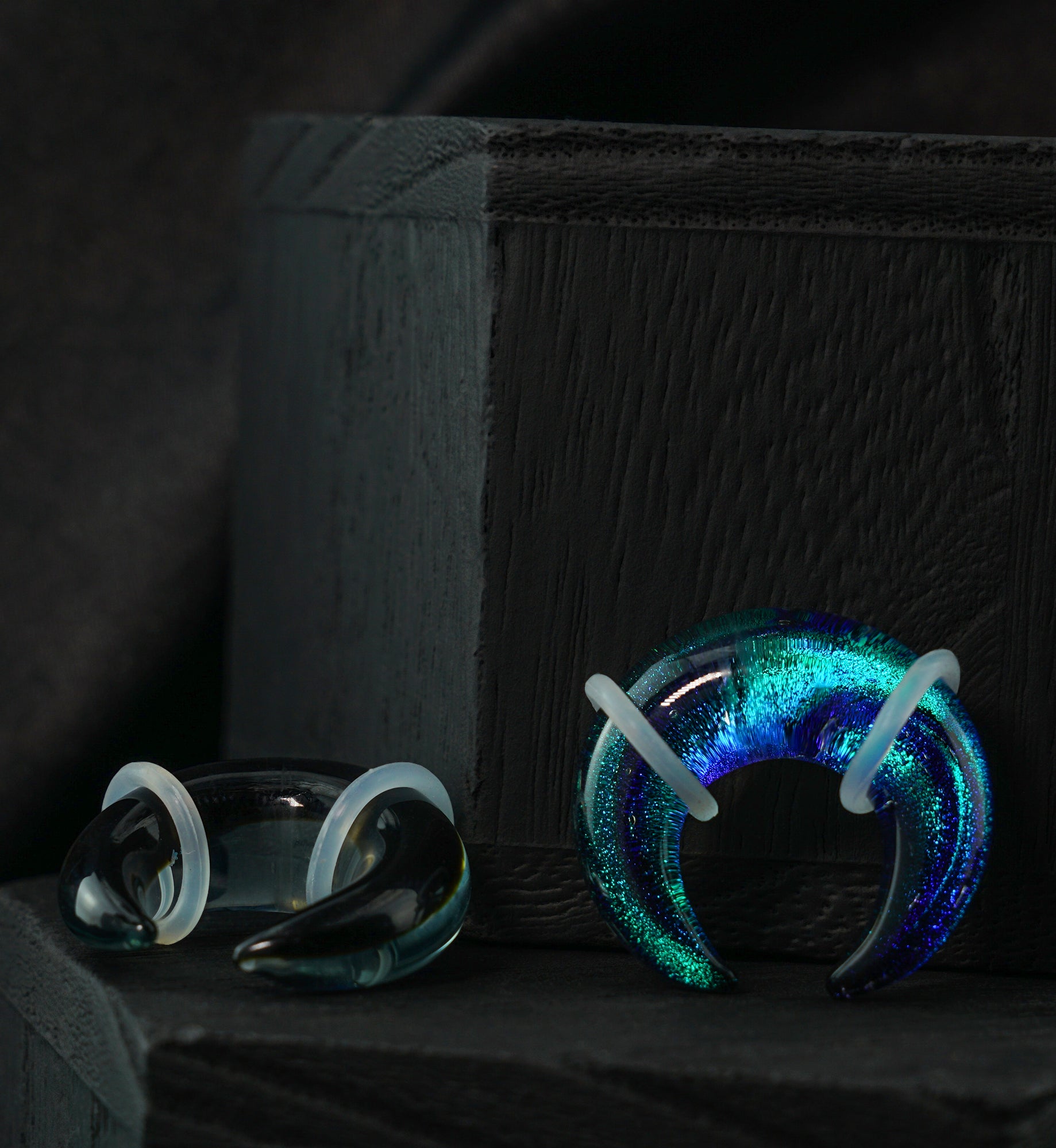 Blue & Green Dichroic Glass Pinchers