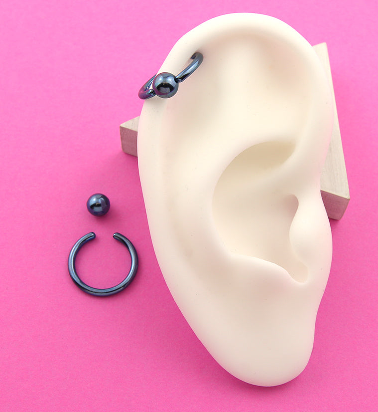 Blue Titanium Captive Ring