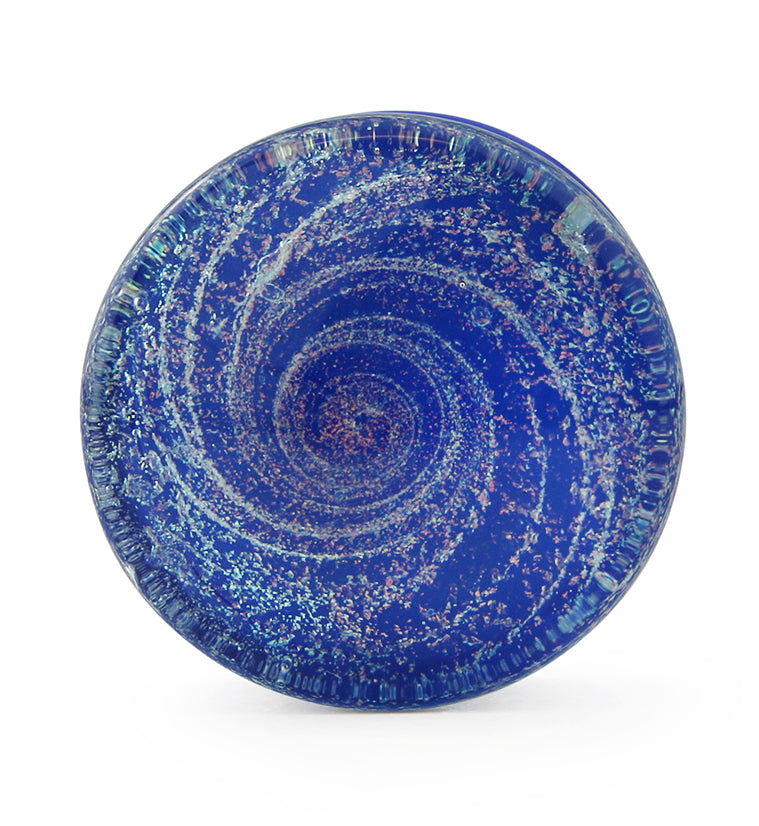 Blue Cosmic Spiral Glass Plugs