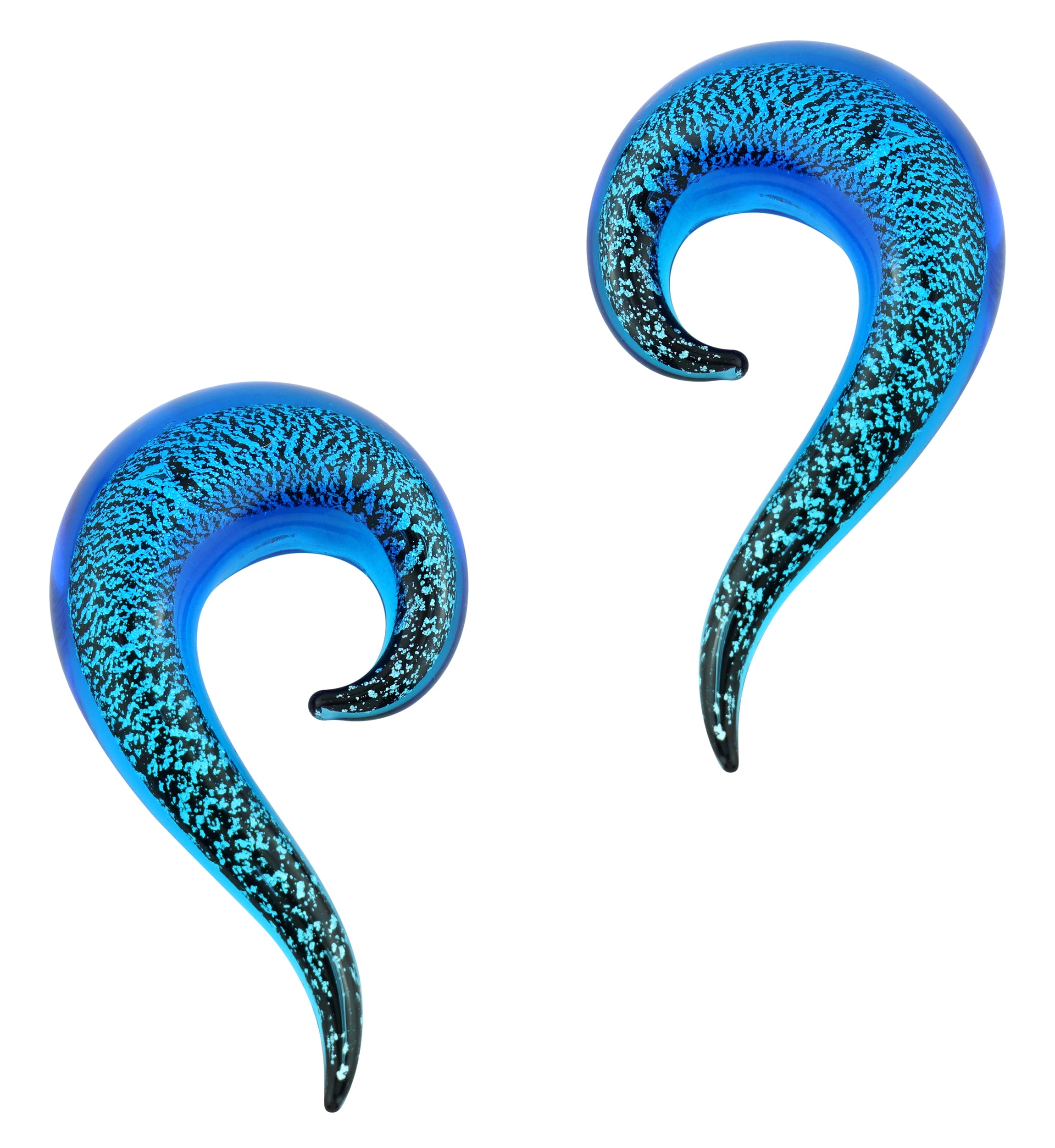 Blue Dichroic Glass Hook Plugs