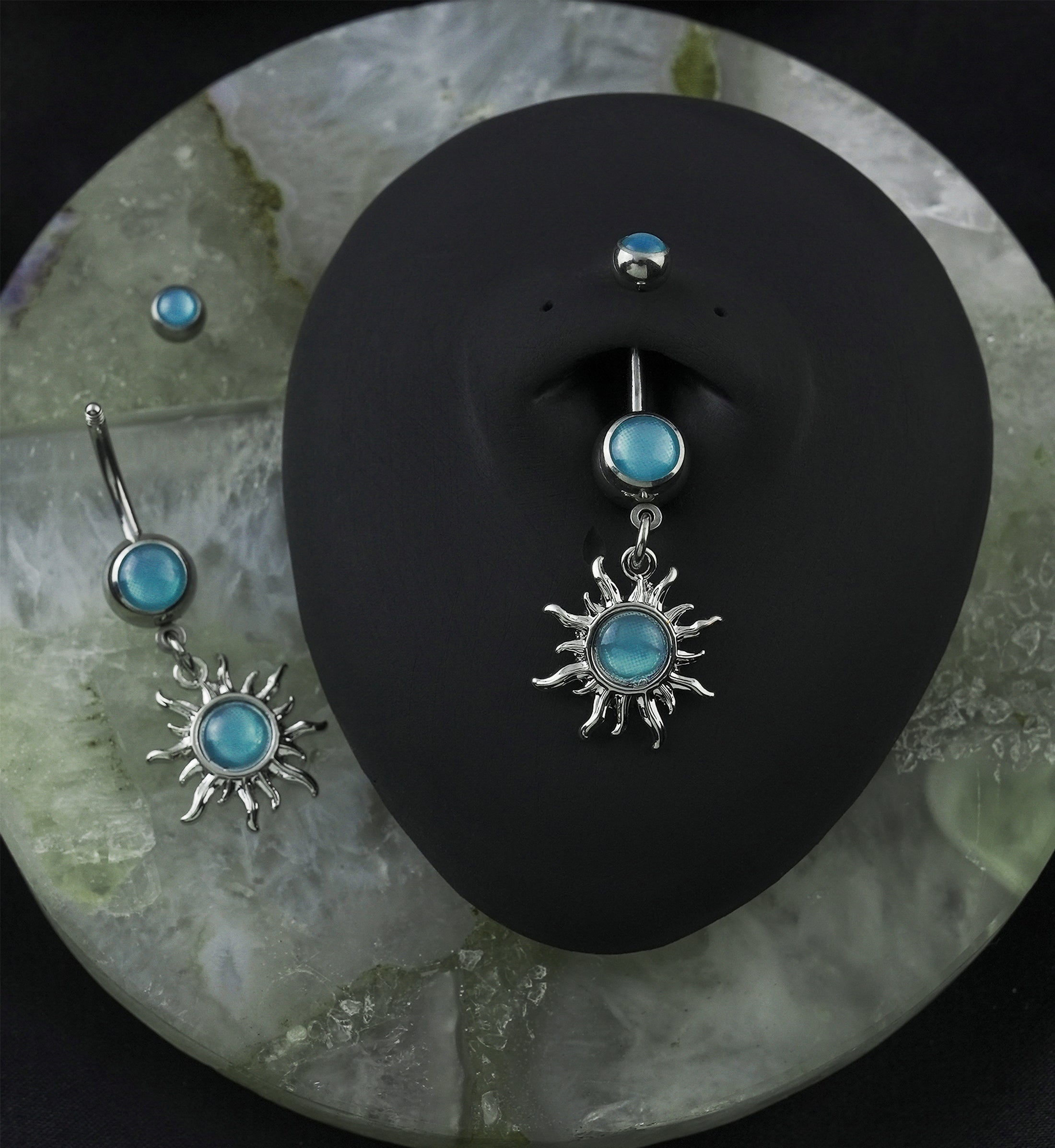 Blue Escent Solar Sun Belly Rings