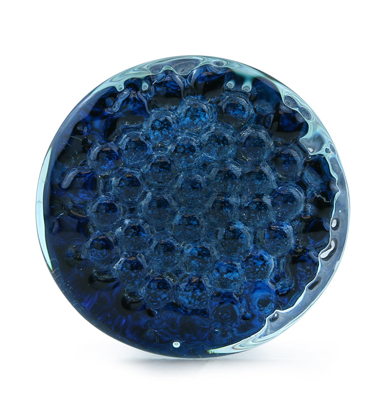 Blue Honeycomb Glass Double Flare Plugs