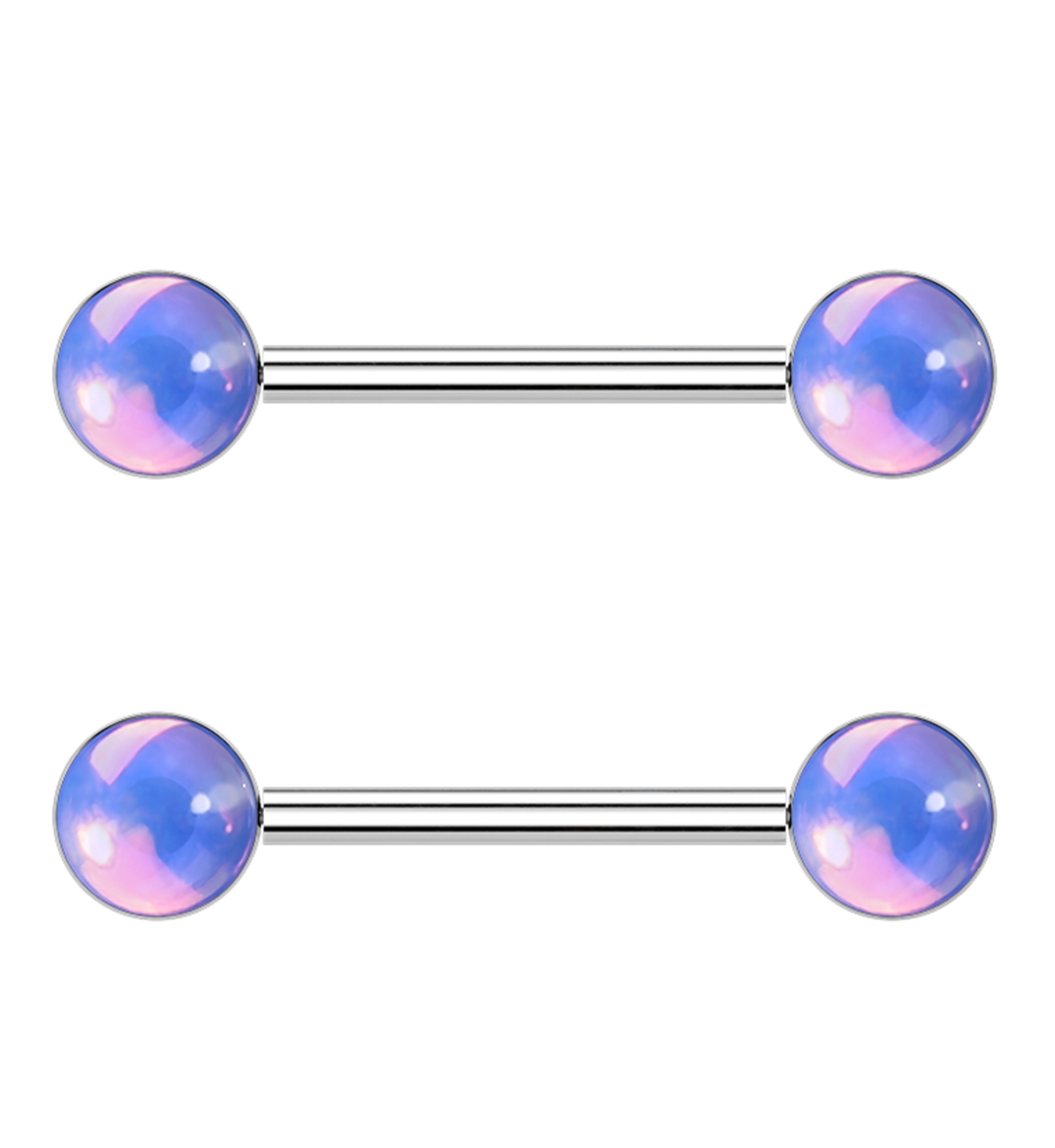 Blue Iridescent Gem Stainless Steel Nipple Ring Barbell