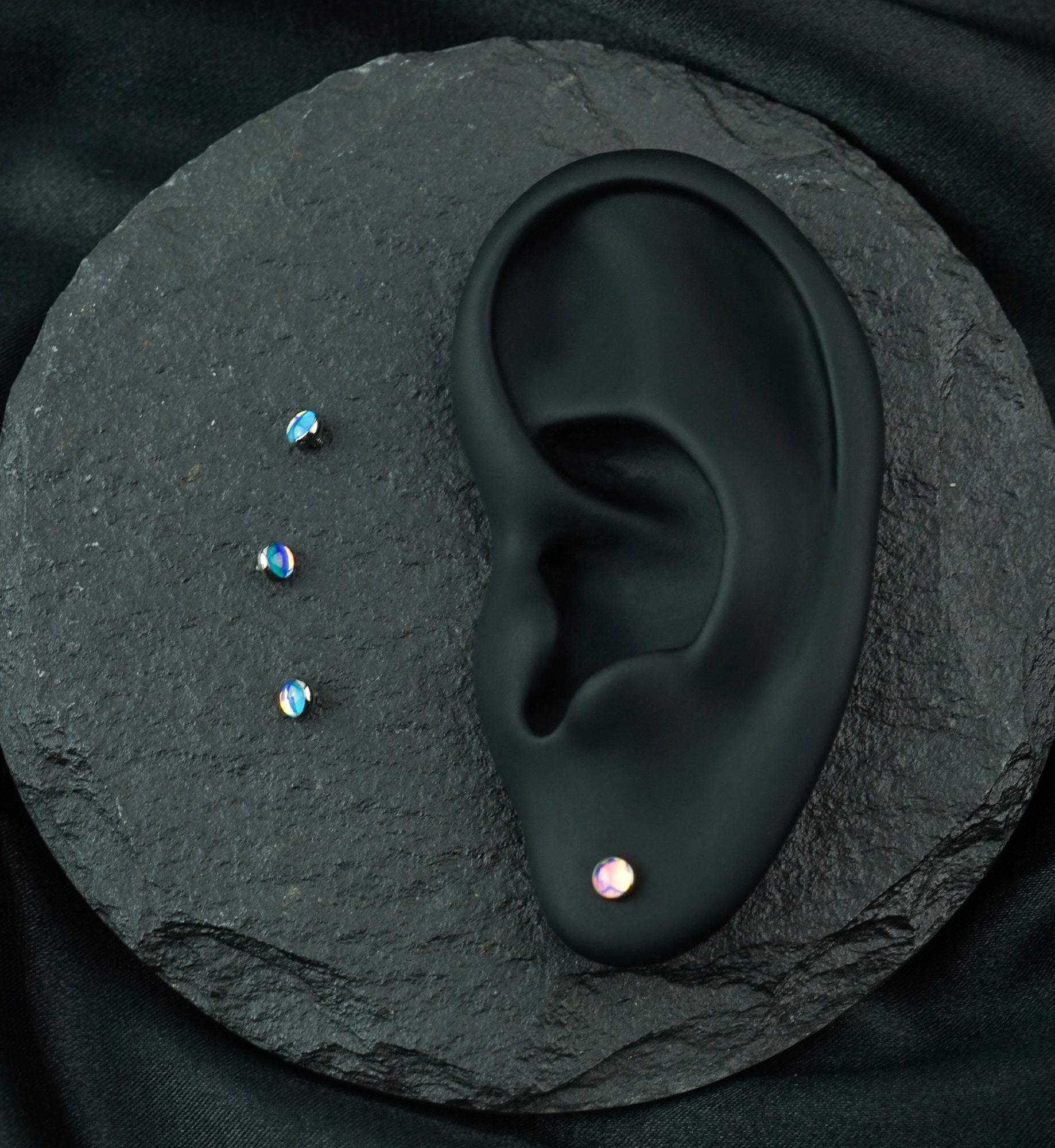 Blue Iridescent Gem Titanium Internally Threaded Top