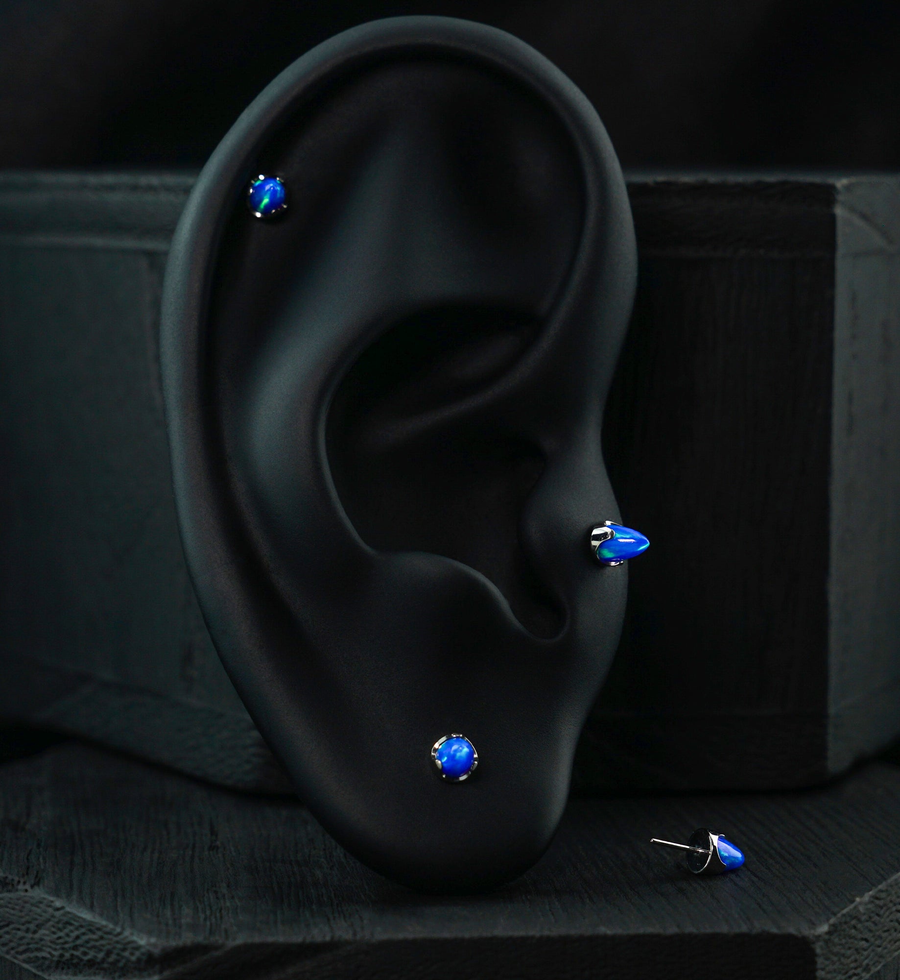 Blue Opalite Cone Titanium Threadless Top