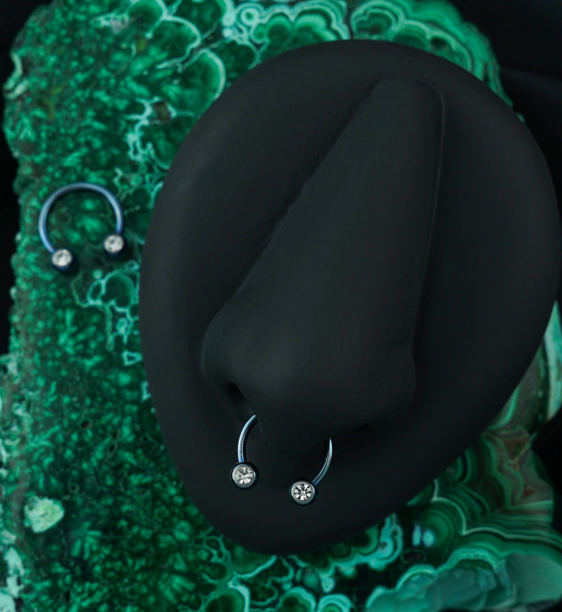 Blue PVD CZ Circular Barbell