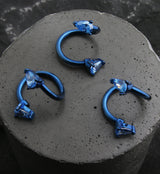 Blue PVD Twisted Aqua Teardrop CZ Stainless Steel Barbell