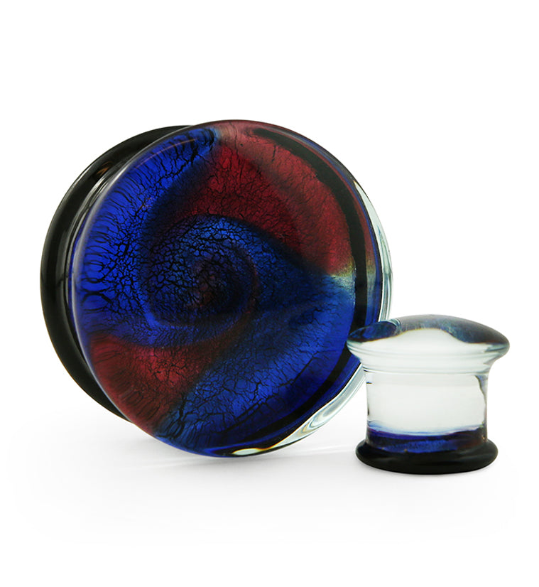 Blue & Red Dichroic Glass Plugs