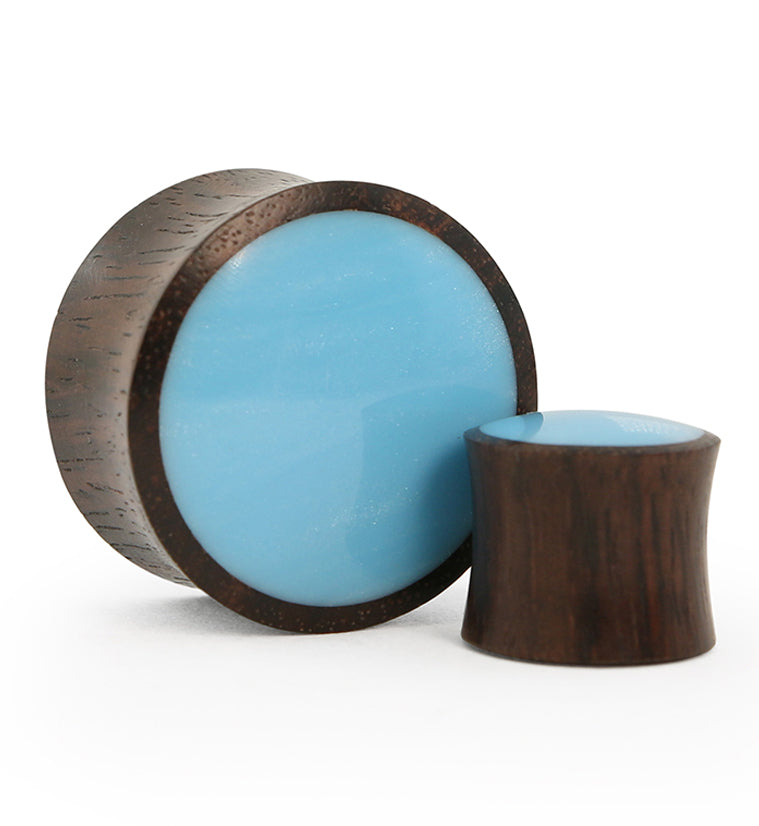 Sono Wood Plugs With Blue Resin Inlay