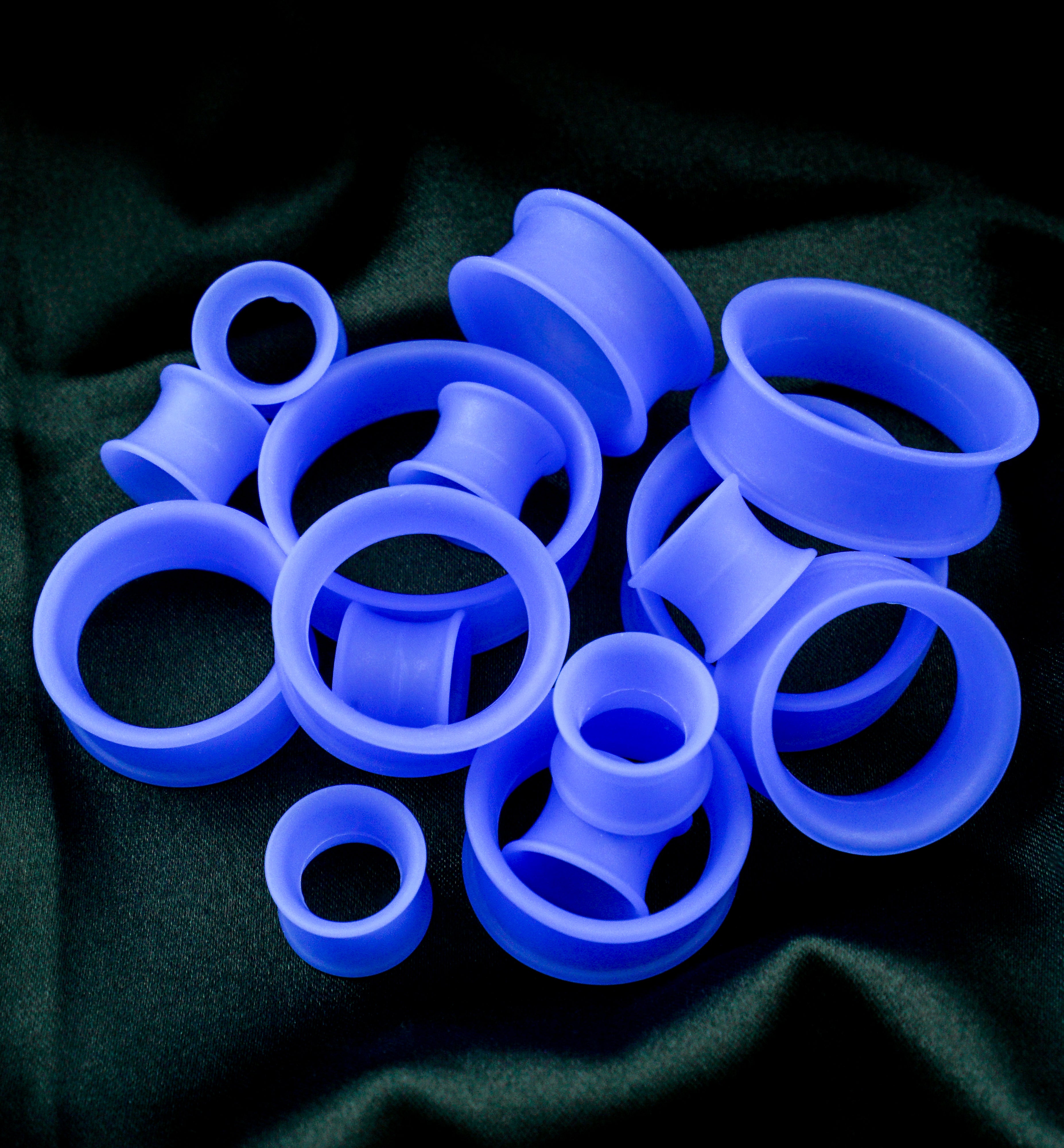 Blue Silicone Ear Skins Tunnels