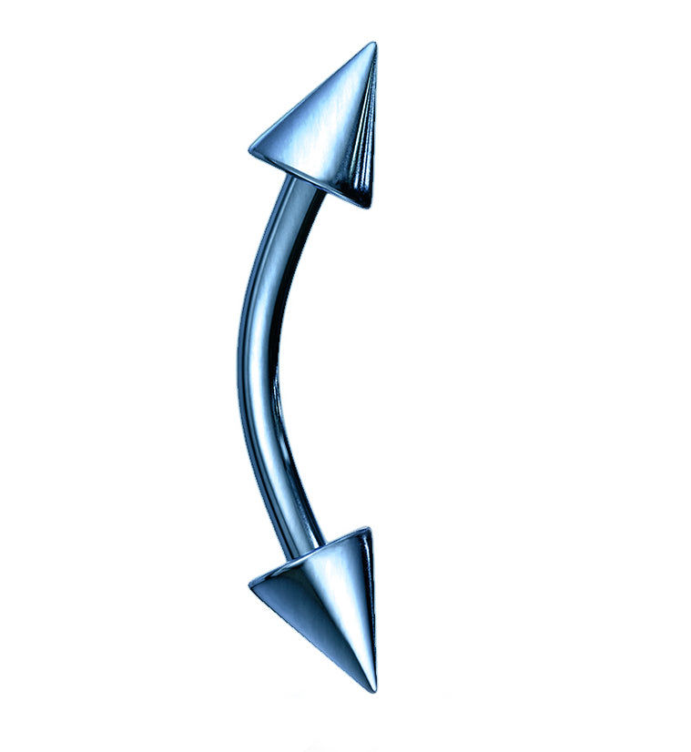 Light Blue PVD Spiked Curved Barbell