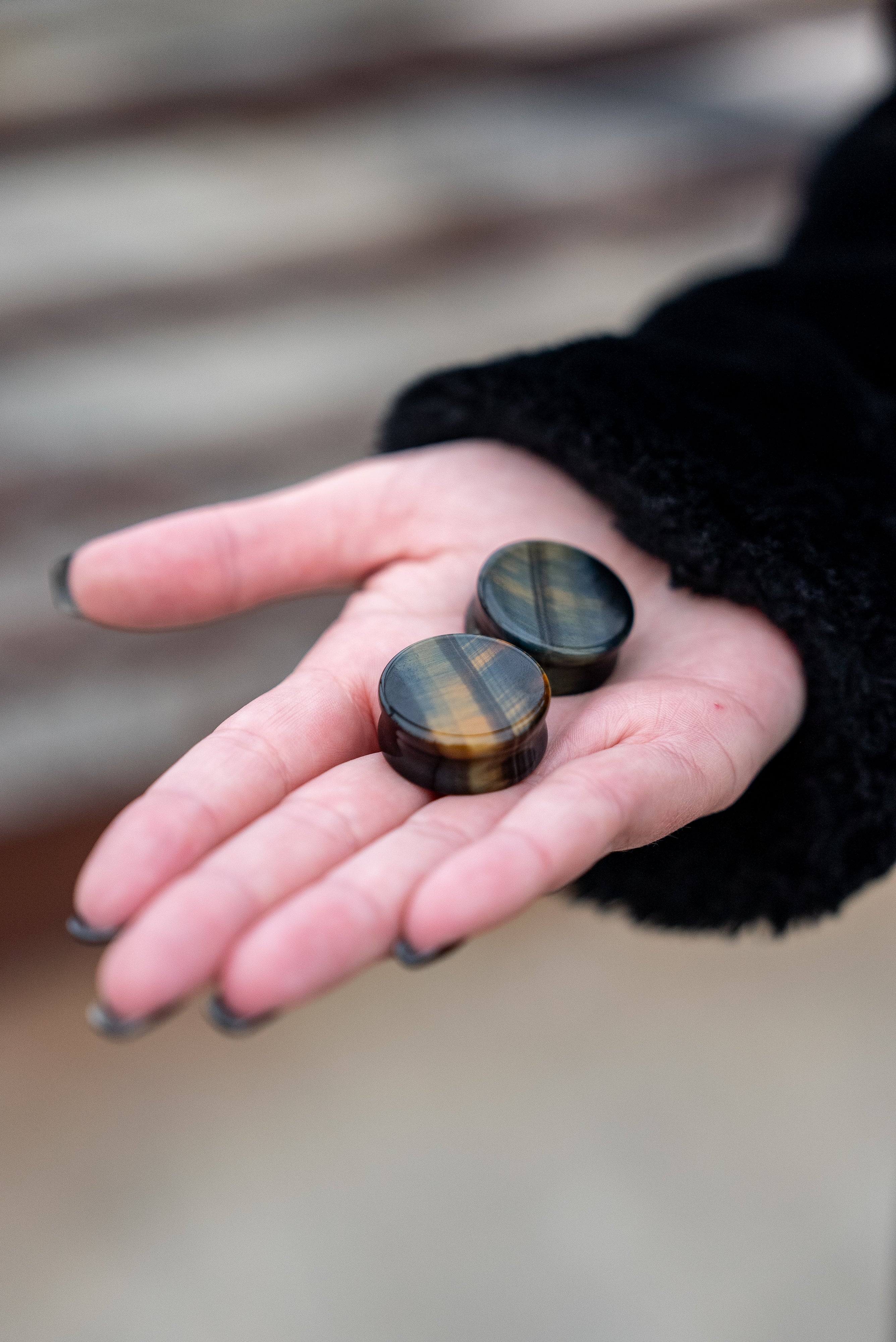 Blue Tigers Eye Stone Plugs