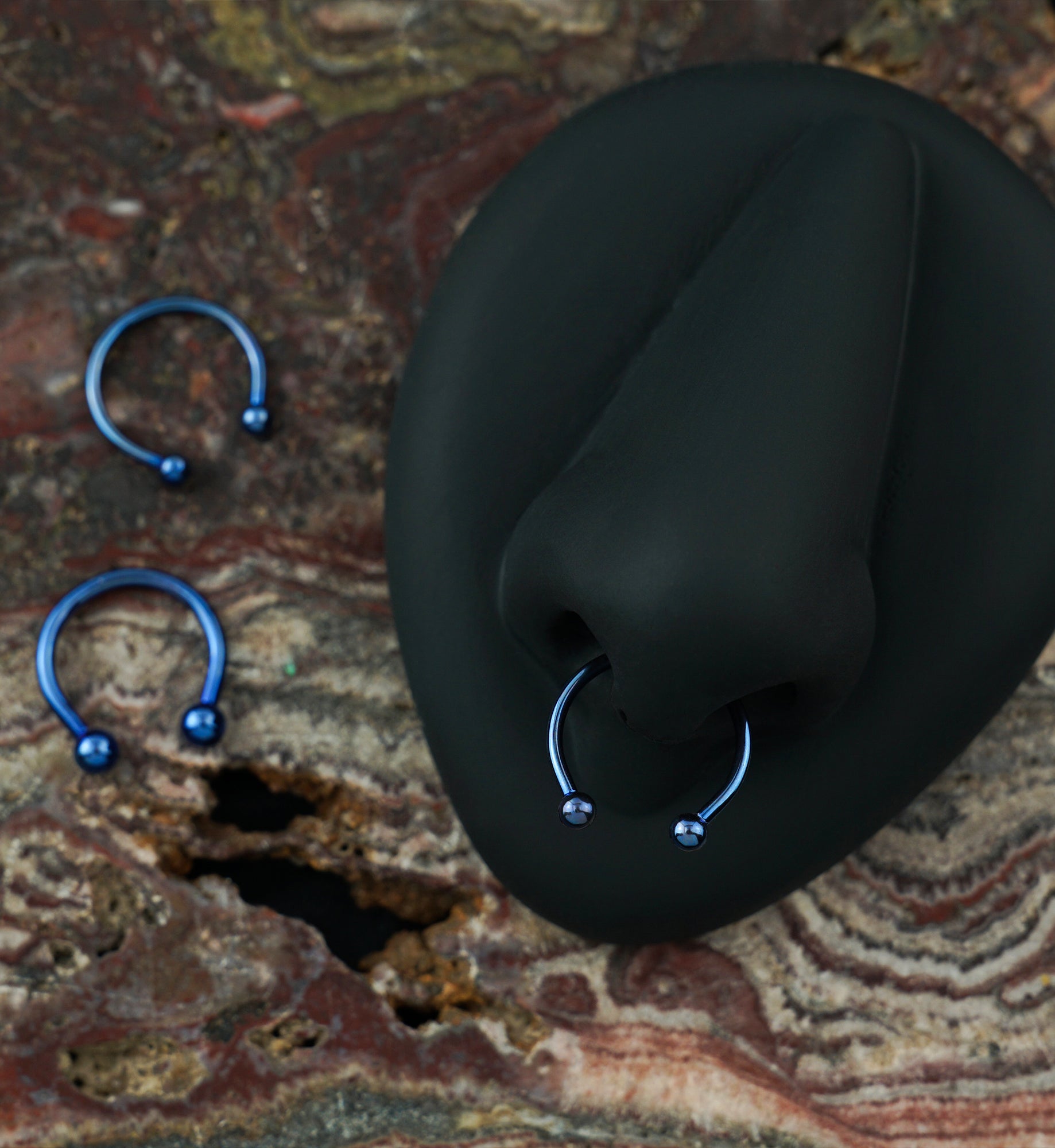 Blue Titanium Circular Barbells