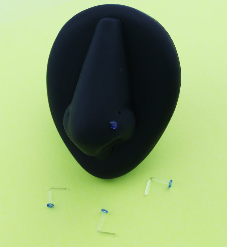 Blue Top Glass L Bend Nose Ring
