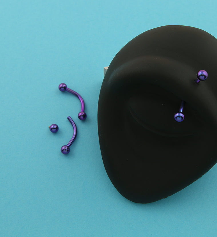 Blurple Titanium Internally Threaded Curved Barbell