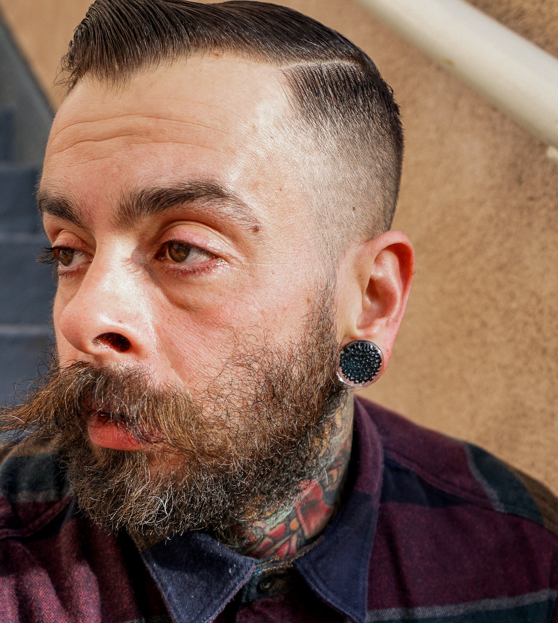 Blurple Hammered Glass Double Flare Plugs