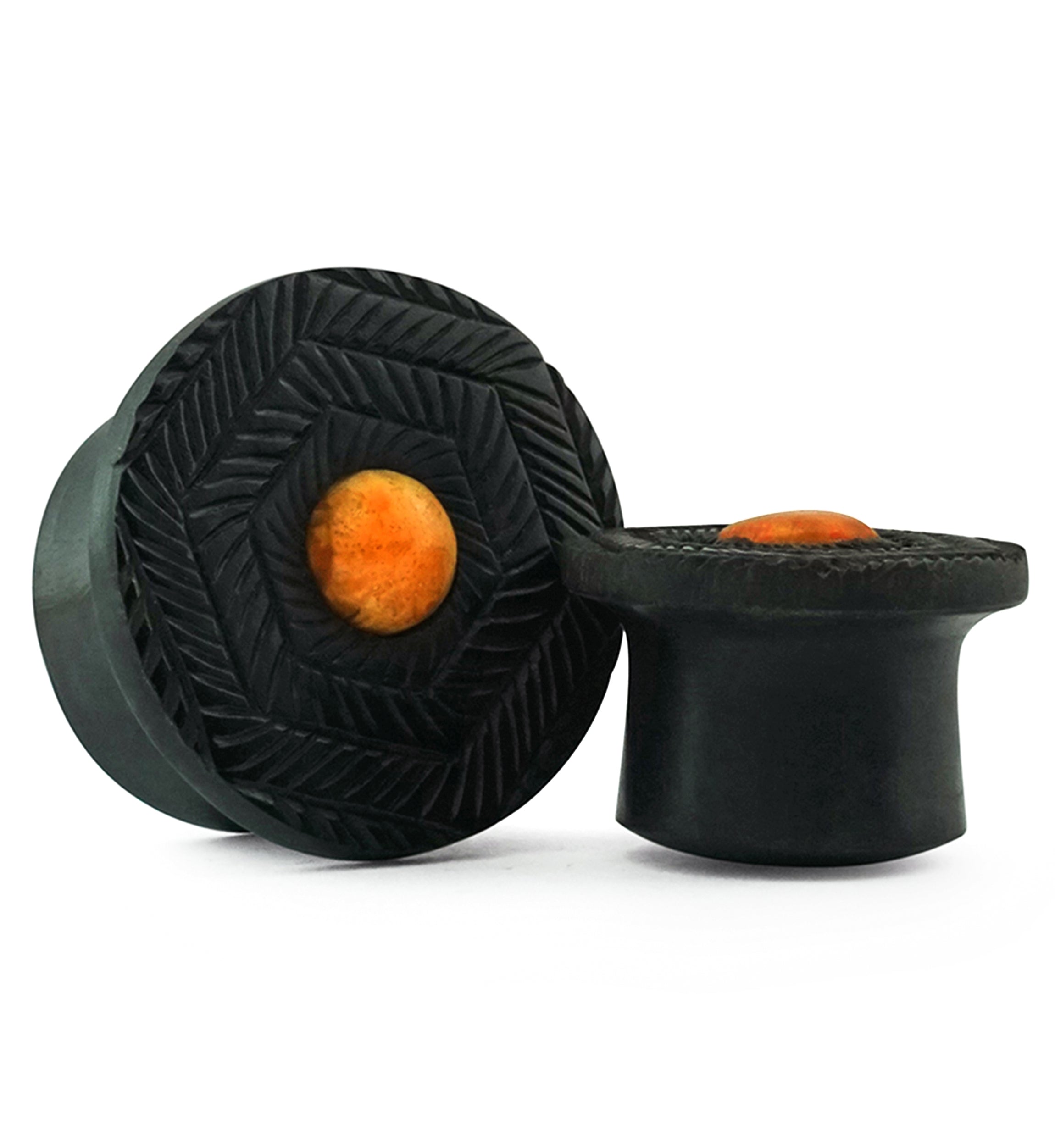 Boundary Geo Carnelian Stone Inlay Areng Wood Mayan Flare Plugs