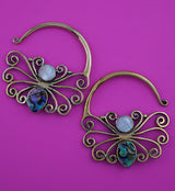 Brass Butterfly Earrings With Abalone Shell Inlay