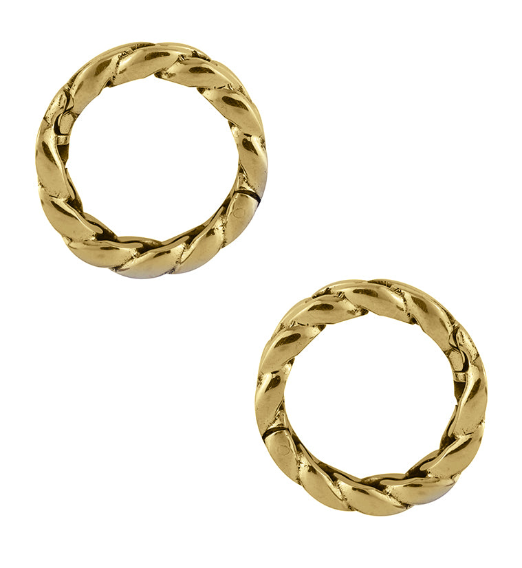 Brass Curb Chain Hoop Hinged Ear Weights