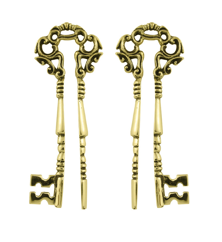 Brass Skeleton Key Ear Weights