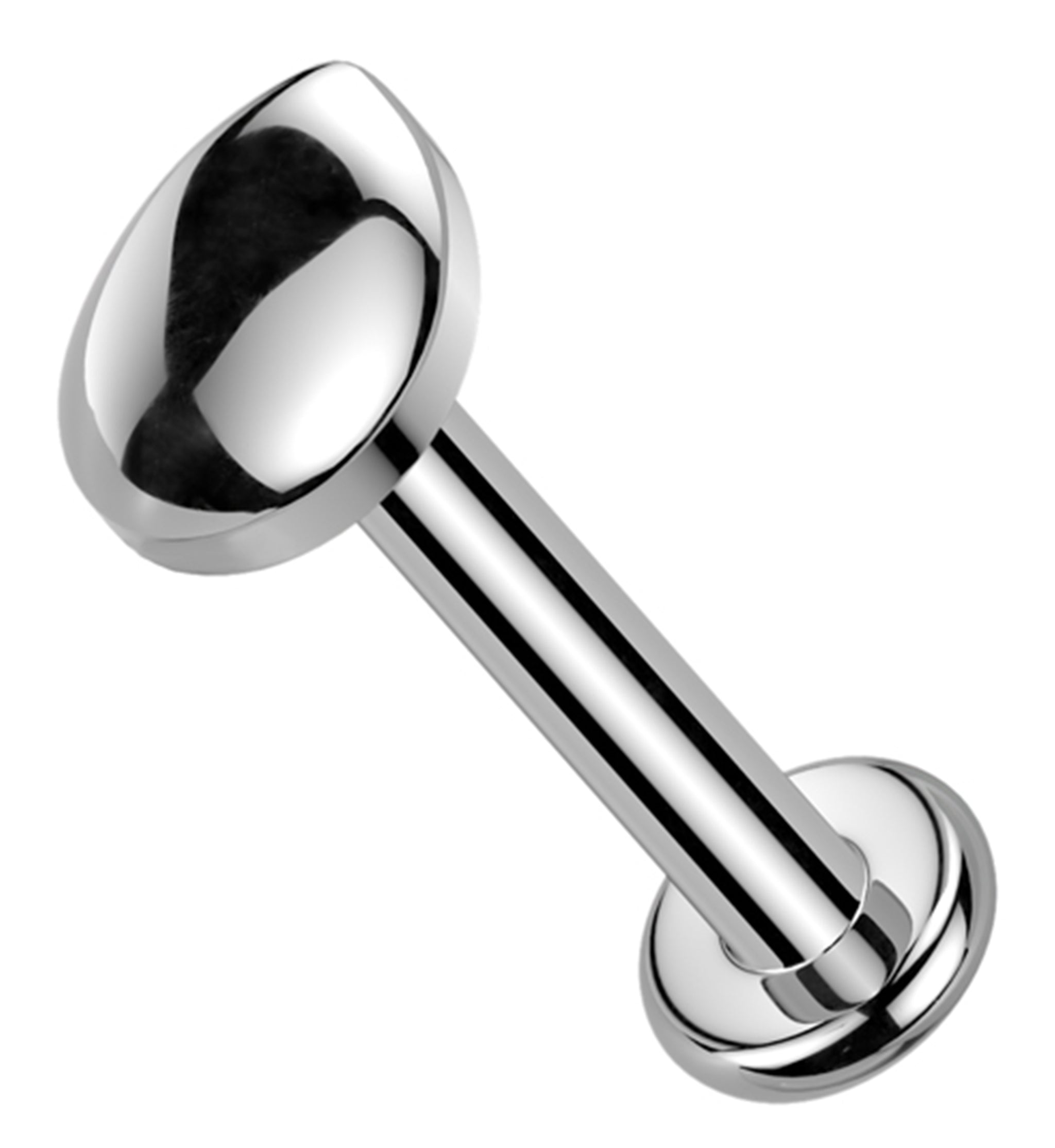 Compact Teardrop Internally Threaded Titanium Flat Disk Labret