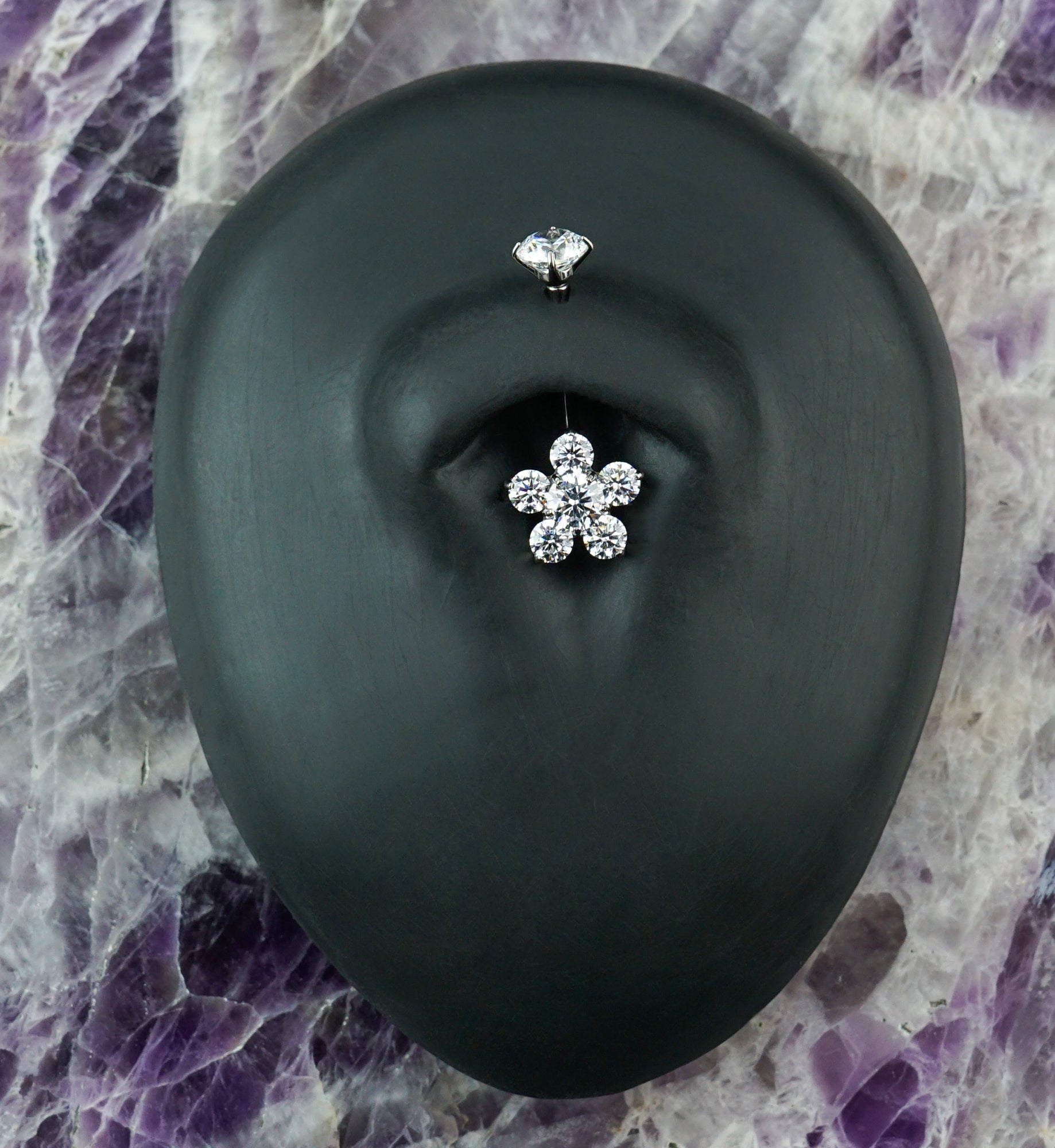 Buttercup CZ Titanium Internally Threaded Belly Button Ring