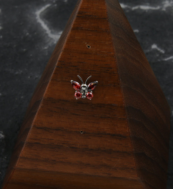 Butterfly Antennae Red CZ Titanium Threadless Top