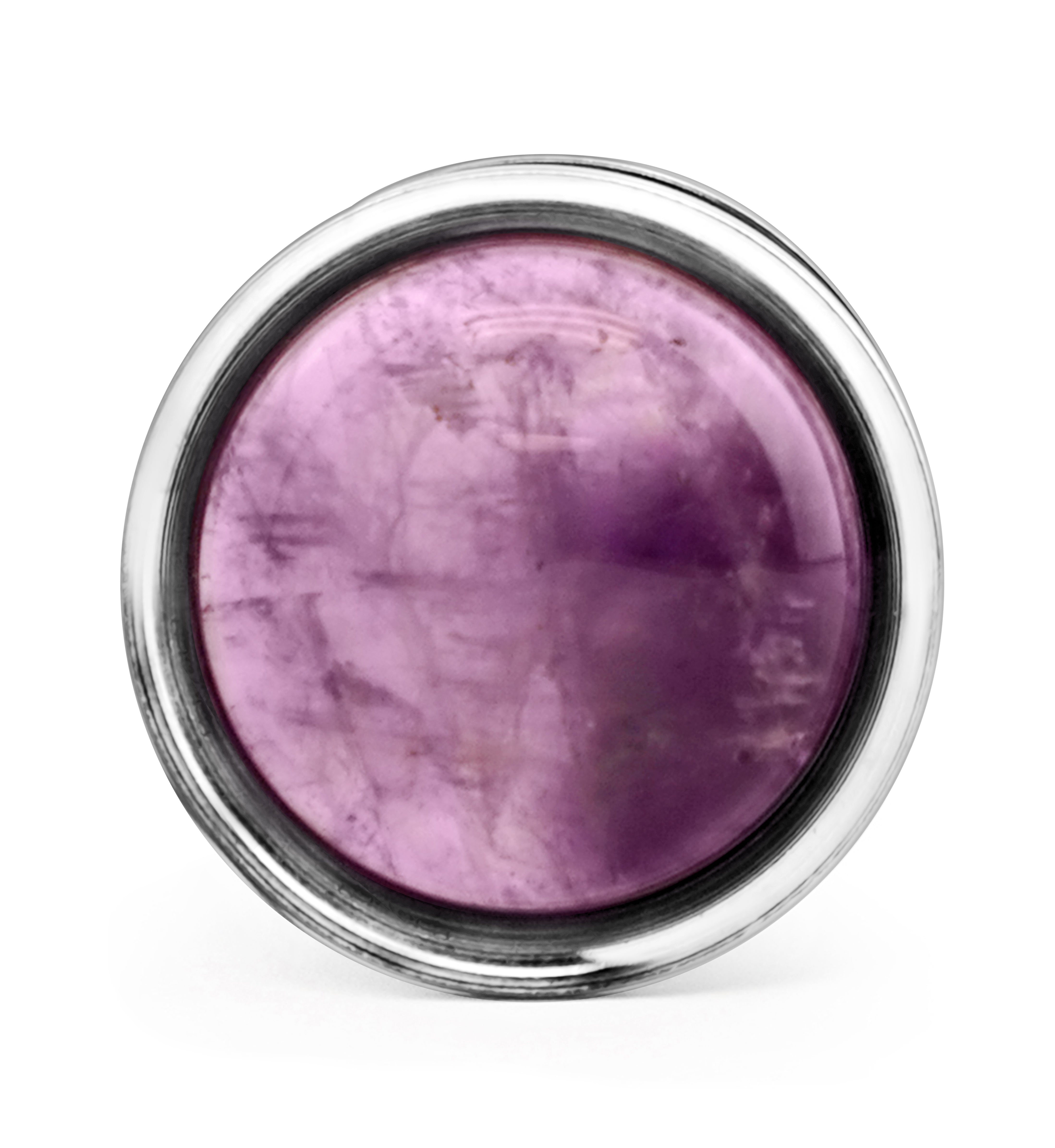 Cabochon Amethyst Stainless Steel Screw Back Tunnel Plugs