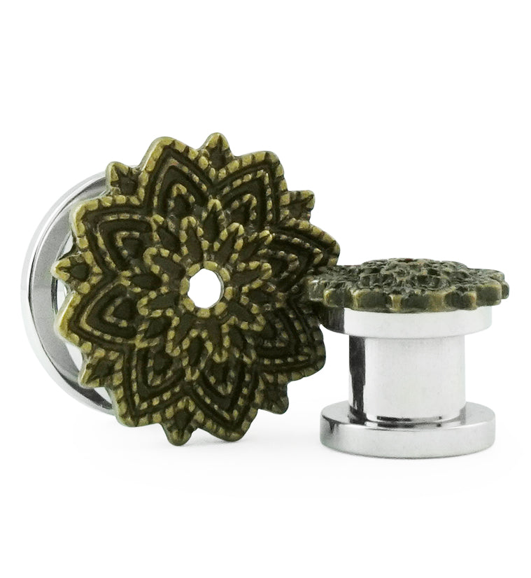 Brass Camellia Flower Top Stainless Steel Plugs