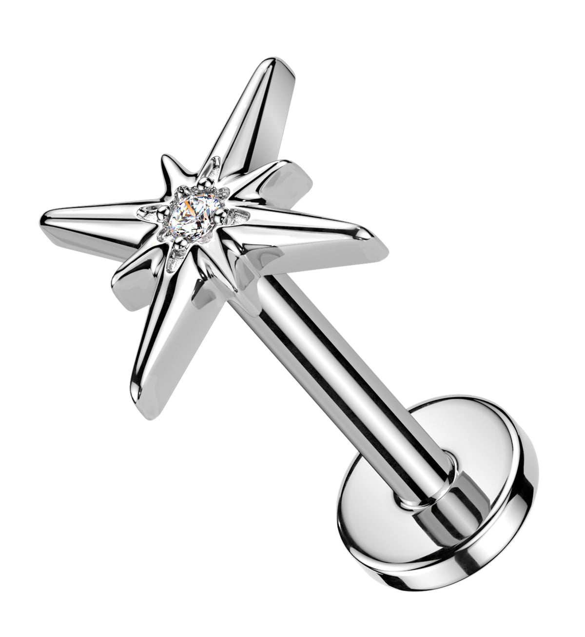 Cardinal Points CZ Titanium Threadless Labret by Urban Body Jewelry
