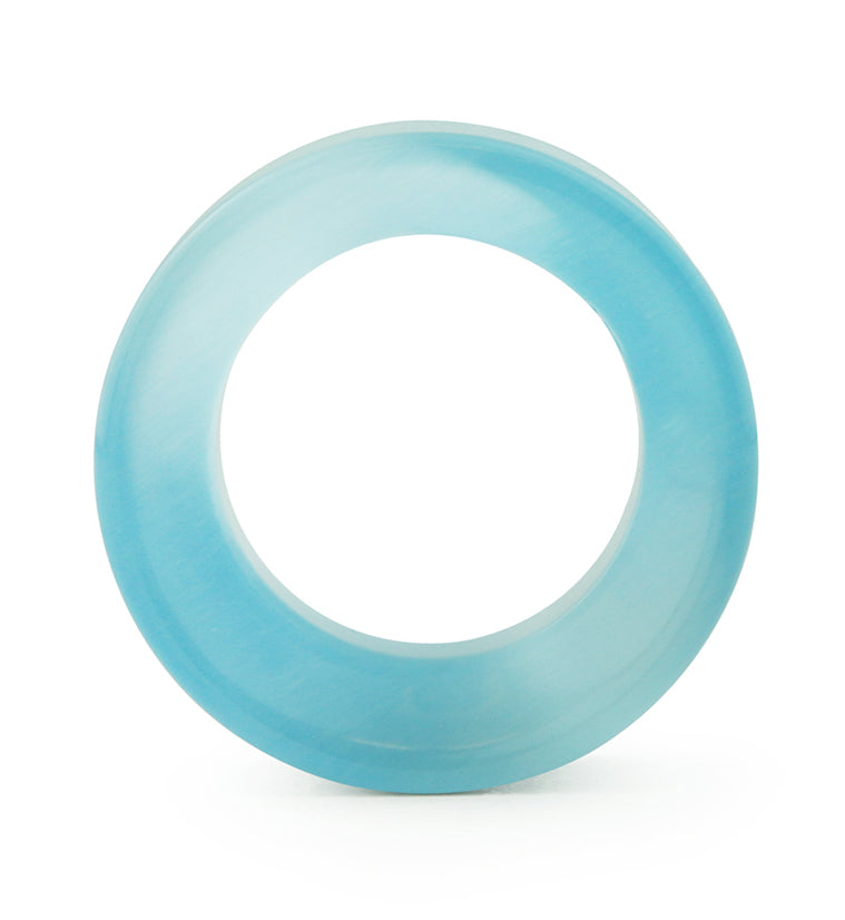 Aqua Cat's Eye Glass Concave Tunnel Plugs