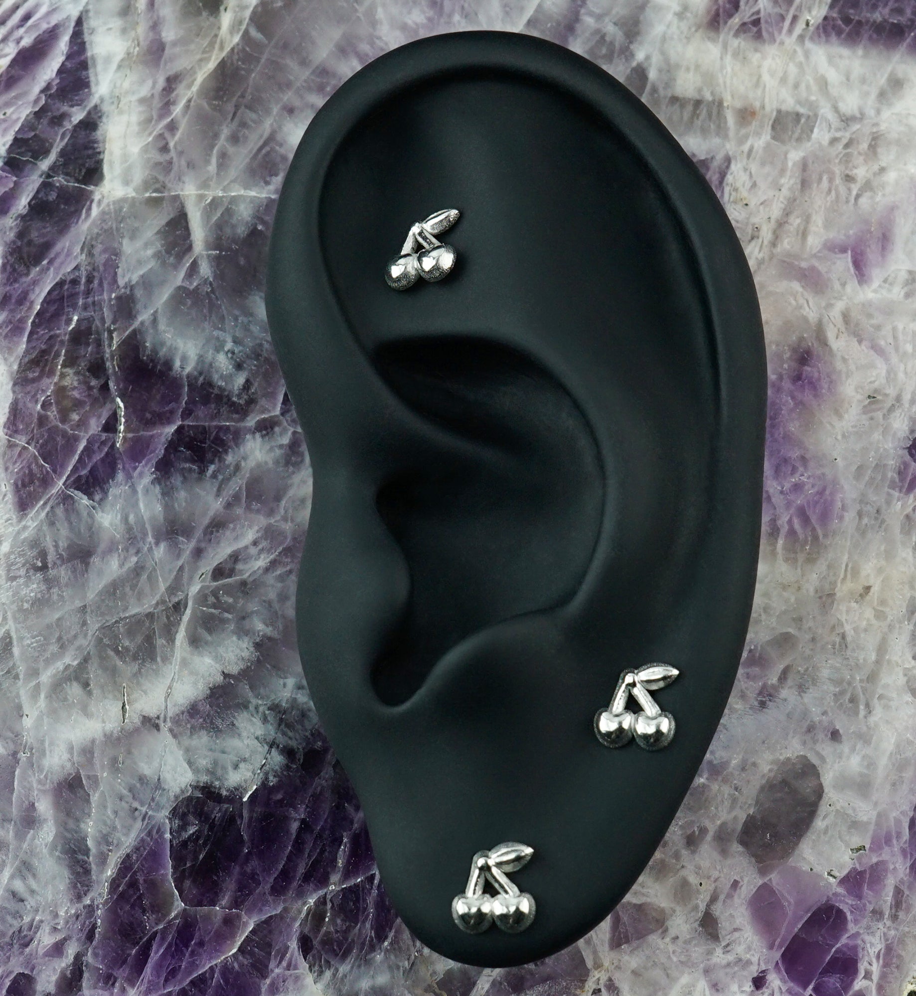 Cherry Stainless Steel Internally Threaded Labret